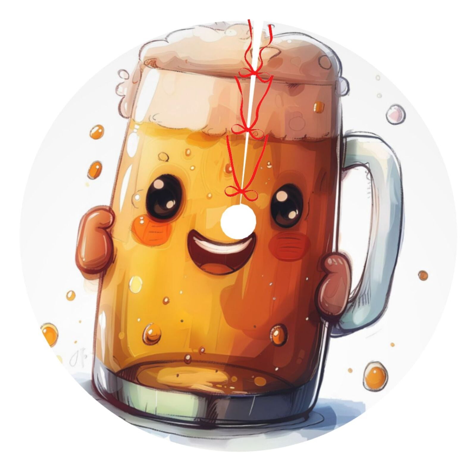 Adobk Happy Beer Mug Illustration Print Christmas Tree Skirt Christmas