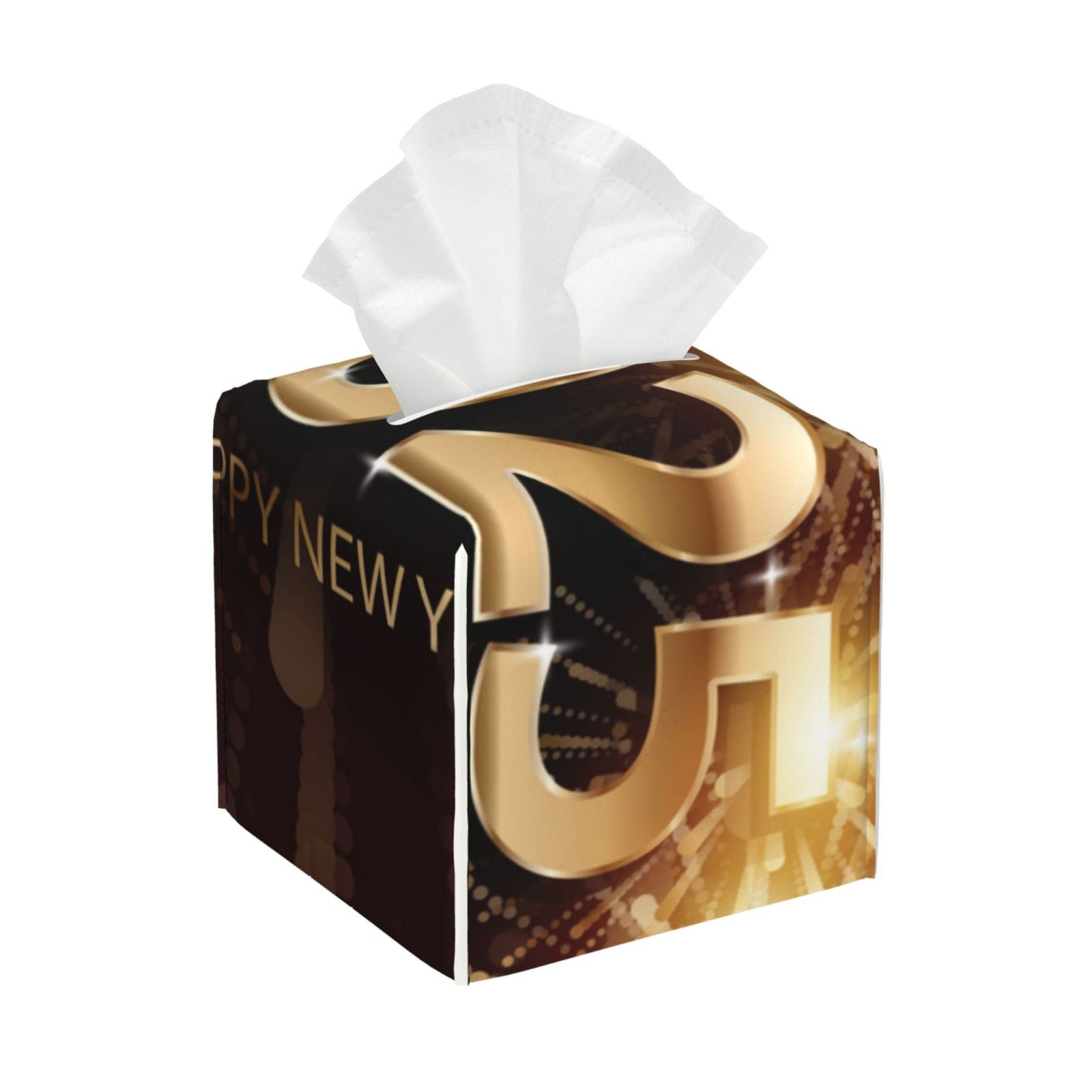 Adobk Happy New Year 2025 B Print Tissue Box Cover, Square PU Leather Tissue Holder, Decorative Facial Tissue Cube for Bathroom, Night Stands, Desk, Adobk Happy New Year 2025 B Print Tissue Box Cover, Square PU Leather Tissue Holder, Decorative Facial Tissue Cube for Bathroom, Night Stands, Desk,