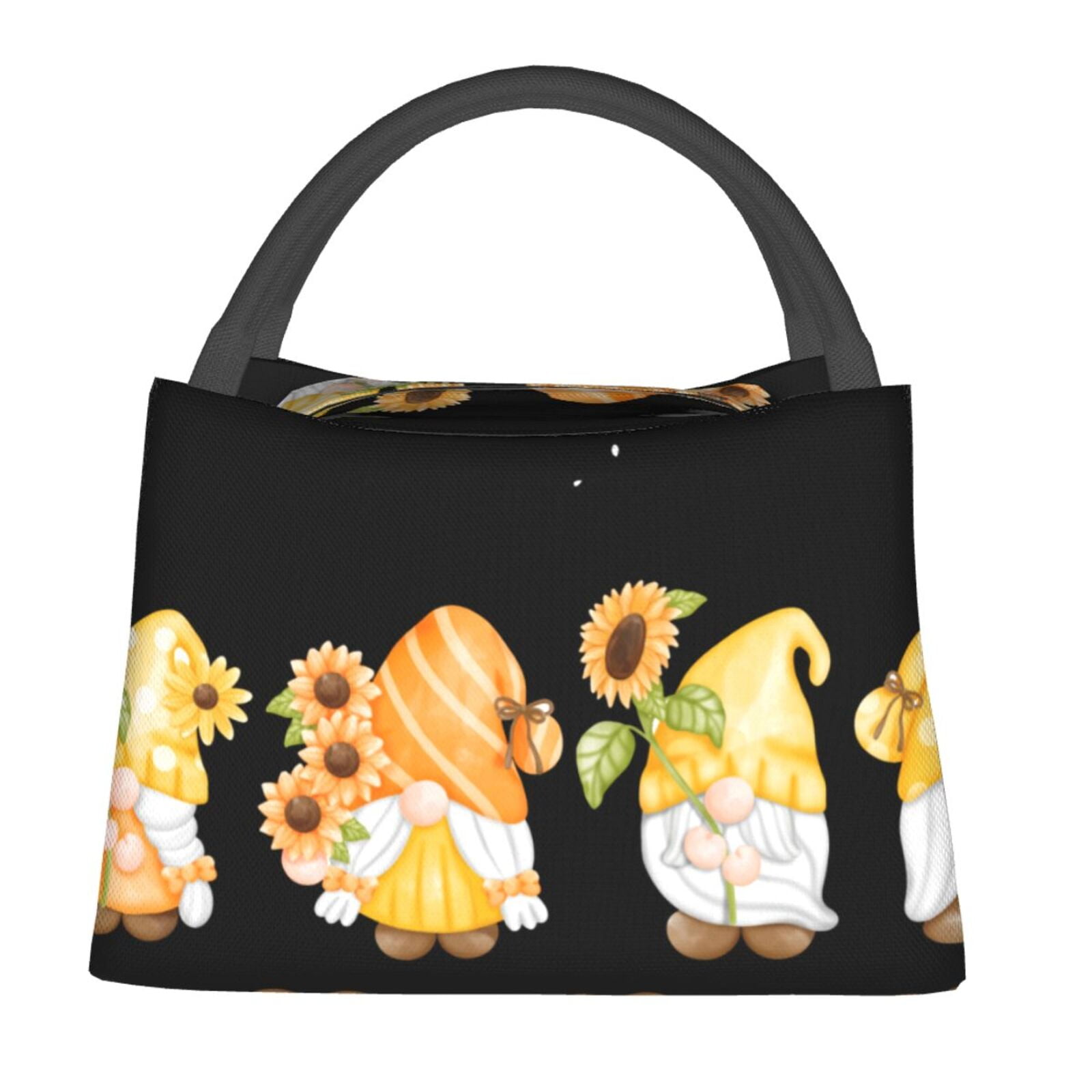 Adobk Hello Spring Sunflower Gnomes Print Portable Insulated Lunch