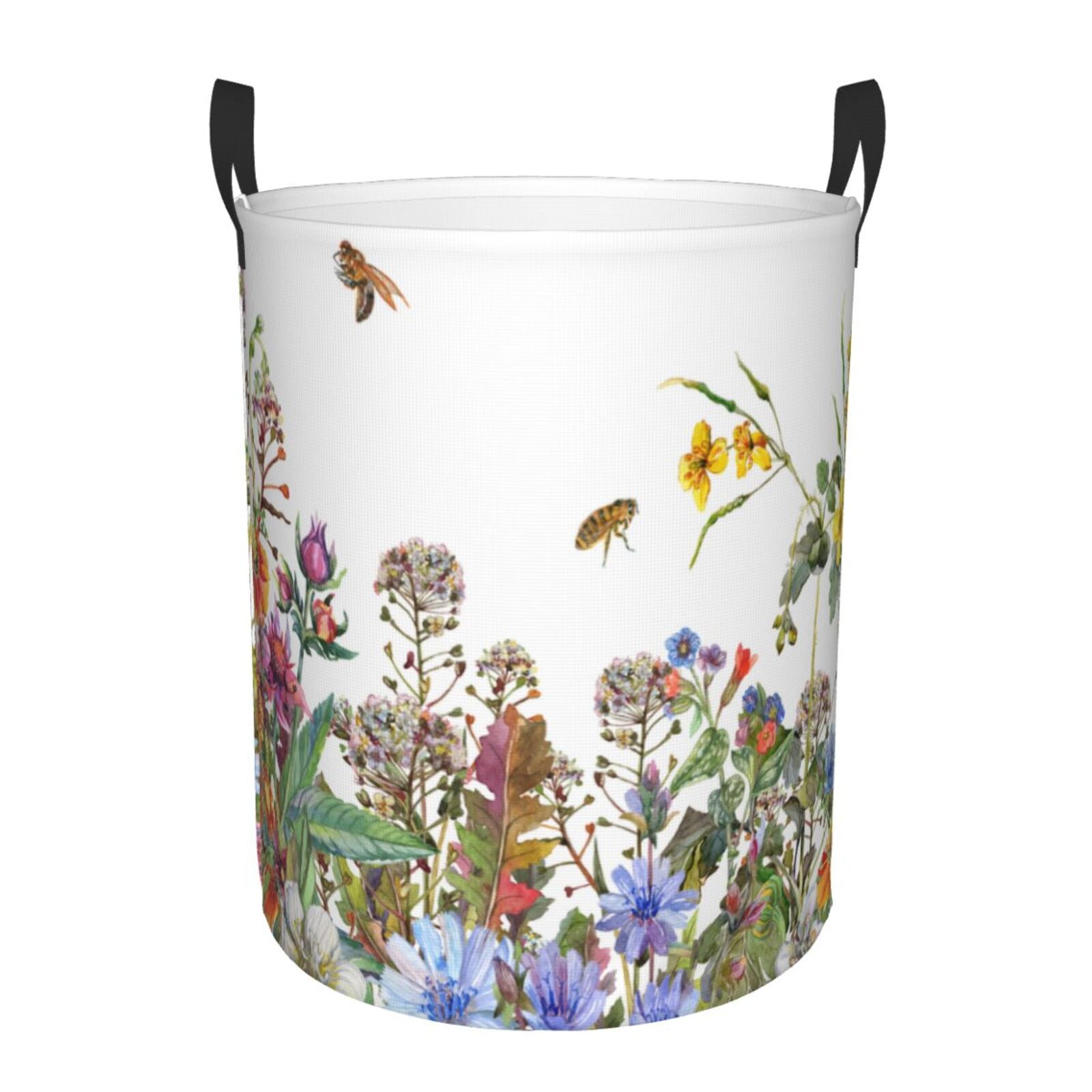 Adobk Herbs and Wildflowers Print Laundry Basket,irty Clothes Hamper