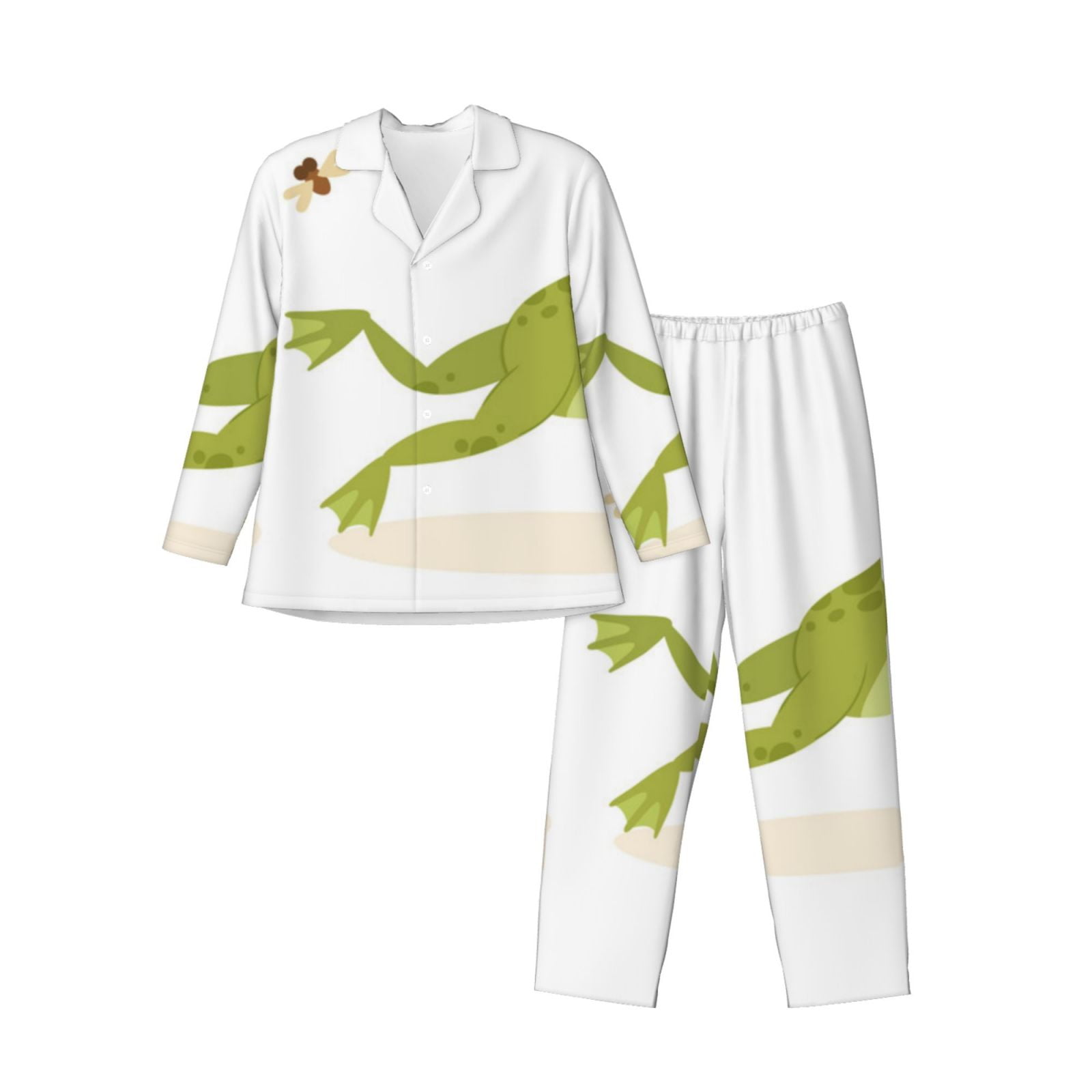 Adobk Hunting Frog Print Mens Pajamas Set Long Sleeve Soft Pajamas for ...