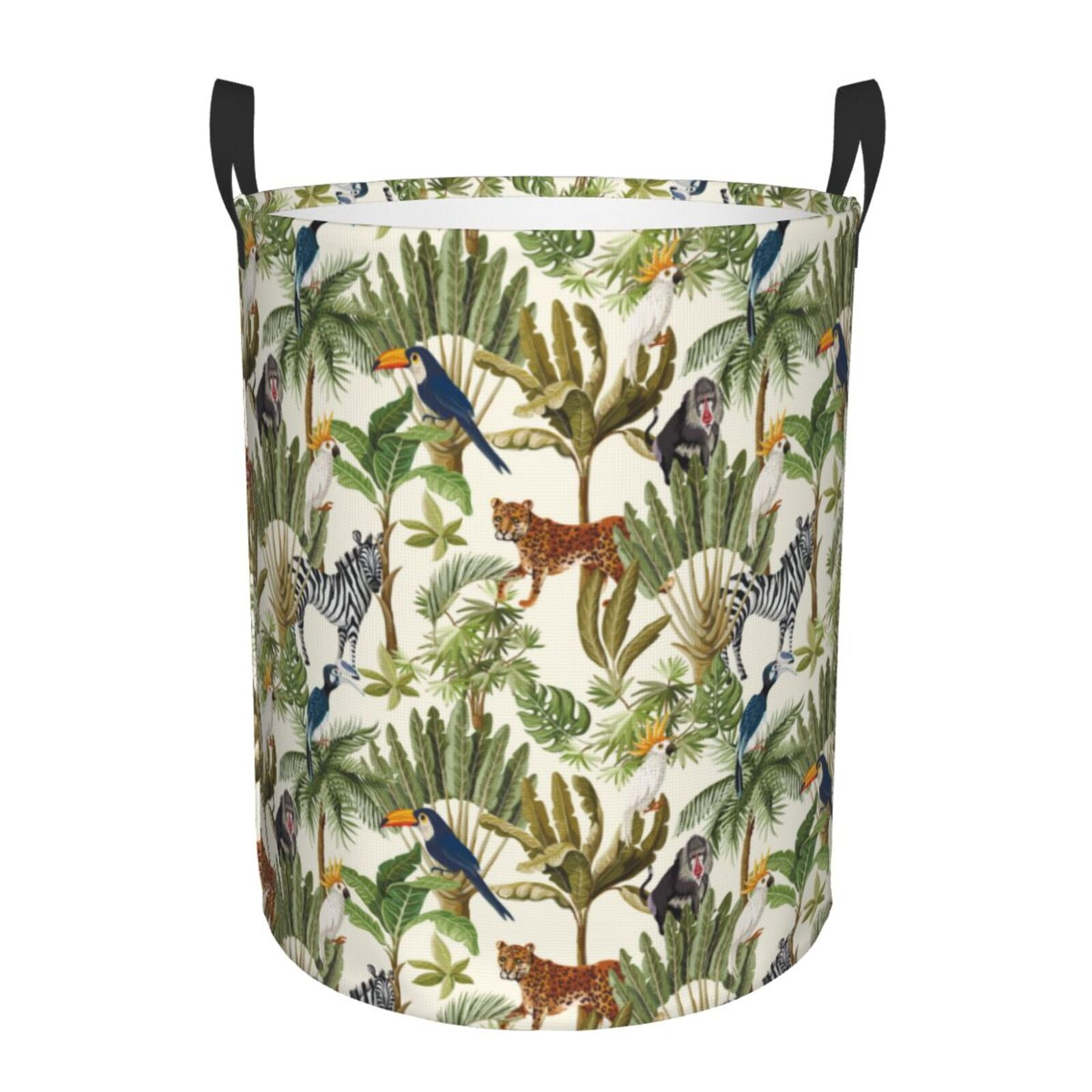 Adobk Jungle Animals Print Laundry Basket,irty Clothes Hamper with