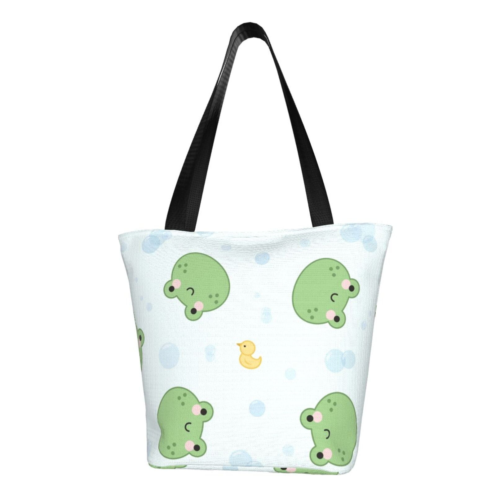 Adobk Kawaii Frogs Canvas Tote Bag Vintage Tote Bag Shopping Bags Beach