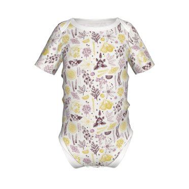 Adobk Lavender Flowers Print Baby Climbing Clothes,Jumpsuit Rompers Classic Rompers Child Short sleeve Bodysuits-3 Months