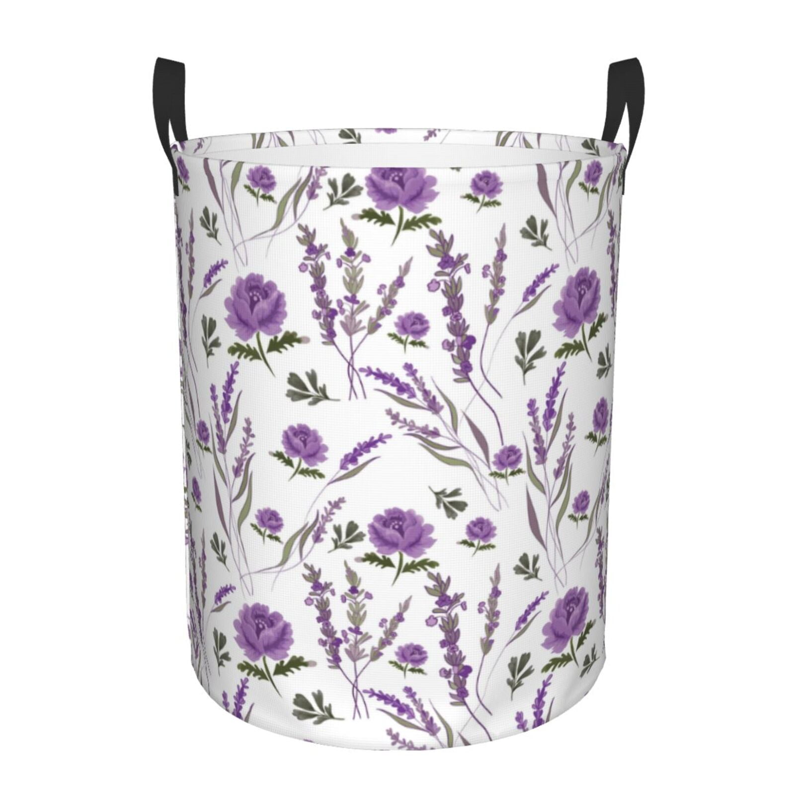 Adobk Lavender Flowers Print Laundry Basket,irty Clothes Hamper with