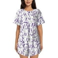 Adobk Lavender Flowers Print Women Pajamas Sets for ShortSleeved