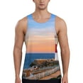 Adobk Lighthous1 Print Men's Workout Tank Tops Sleeveless Mesh Muscle