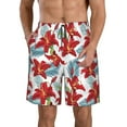 thumbnail image 1 of Adobk Lilies Flowers Print Men's Swim Trunks Hawaiian Bathing Suit Swimsuits Beach Shorts with Pockets-Large, 1 of 6