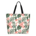 Adobk Lilies Flowers Print Stylish Canvas Tote Bag with an External