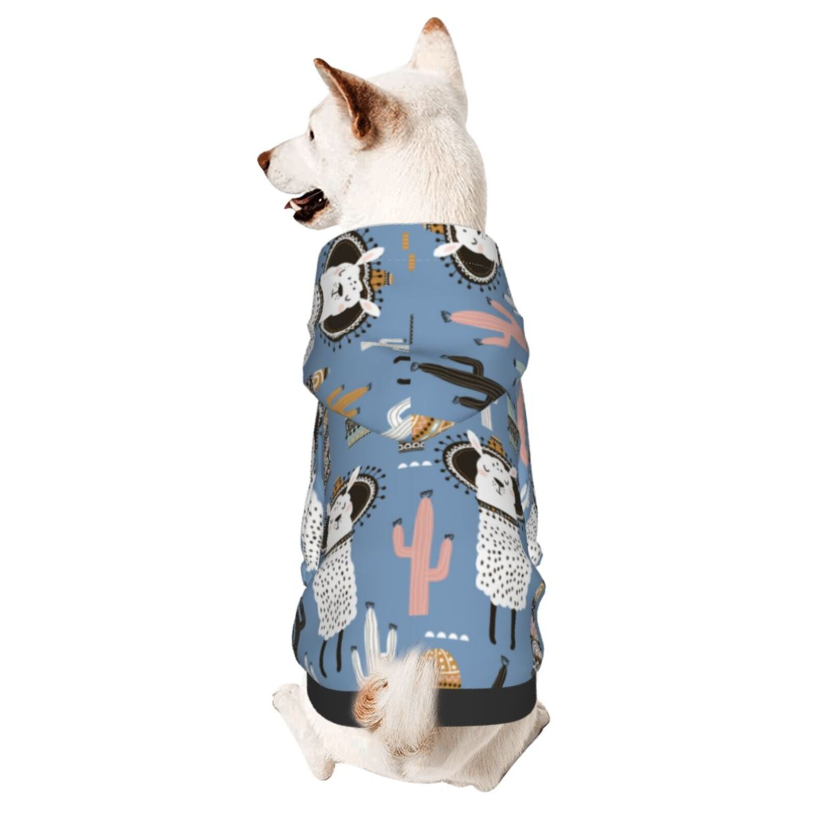 Adobk Llamas And Cactus Print Dog Hoodie Dog Sweater Stylish Dog