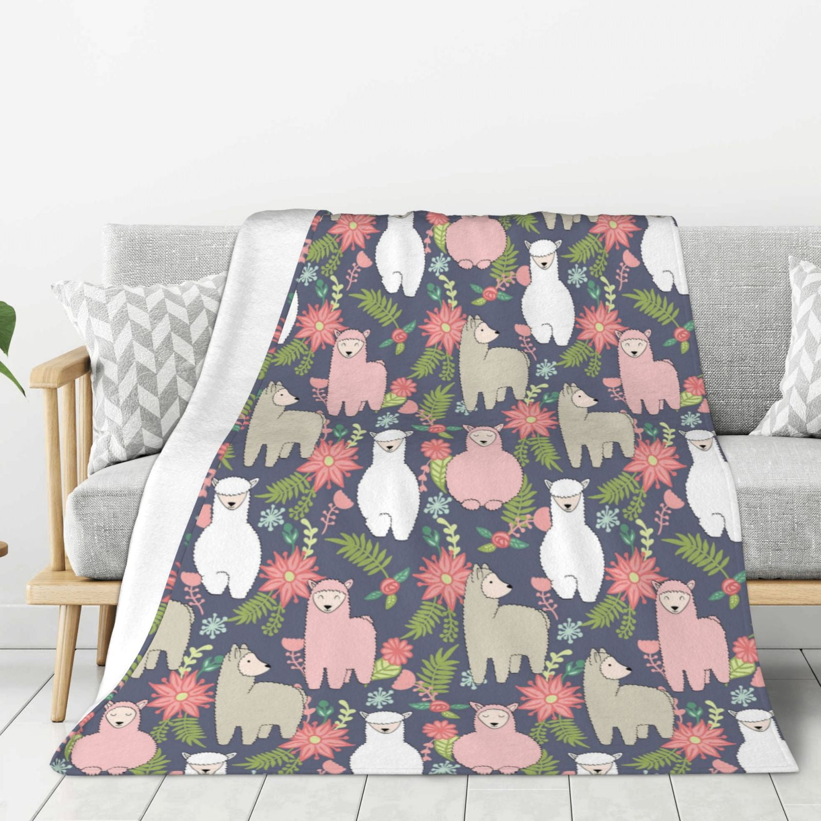 Adobk Llamas Print Blanket Super Soft Flannel Throw Blanket Lightweight