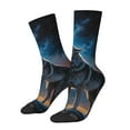 Adobk Lonely Night Sky Wolf Print Adult Socks Crew Socks Athletic Tube