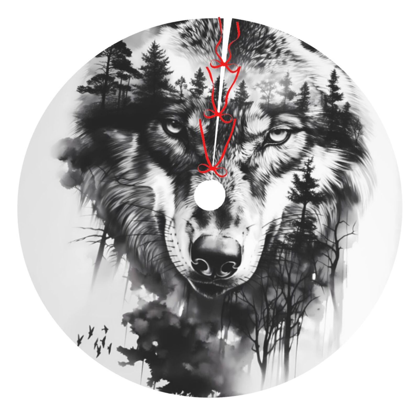 Adobk Majestic Wolf Landscape Print Christmas Tree Skirt Christmas Tree