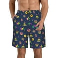 Adobk Mardi Gras Carnival Print Men's Swim Trunks Hawaiian Bathing Suit
