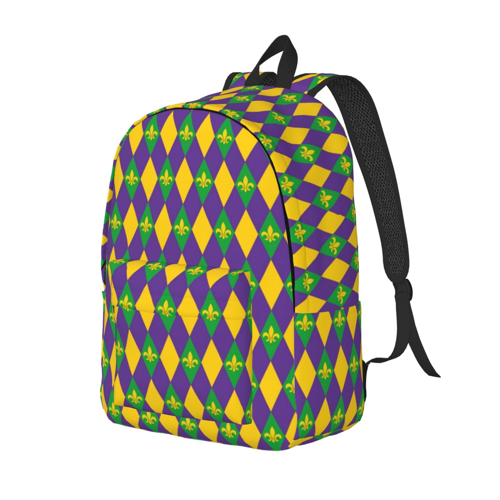 Adobk Mardi Gras Print Canvas Backpack Lightweight Travel Daypack