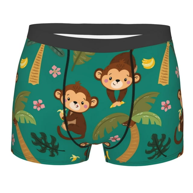 Adobk Men'S Monkeys Swinging From Palms Boxer Briefs,Moisture Wicking & Breathable