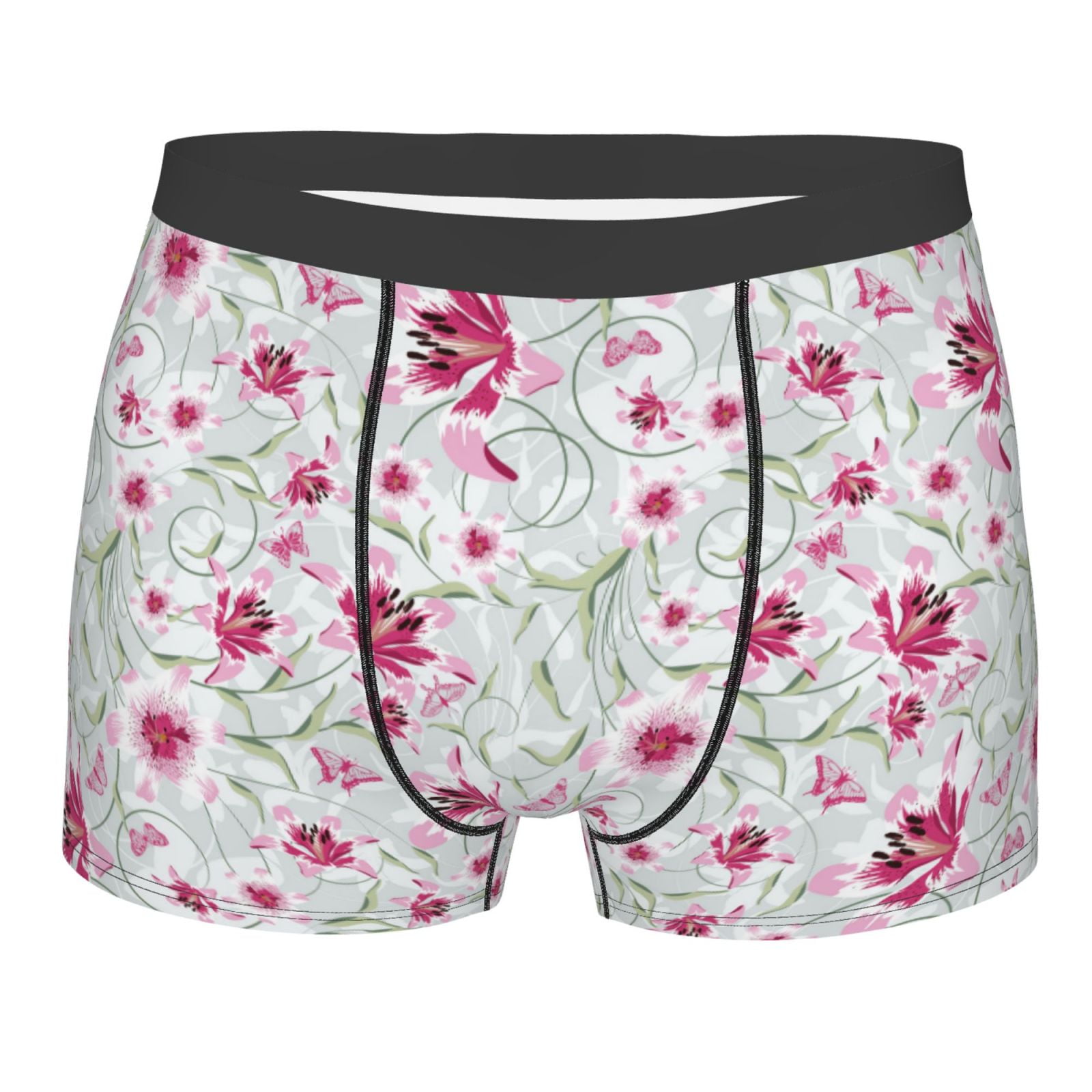 Adobk Men's Lilies Flowers Boxer Briefs,Moisture Wicking & Breathable