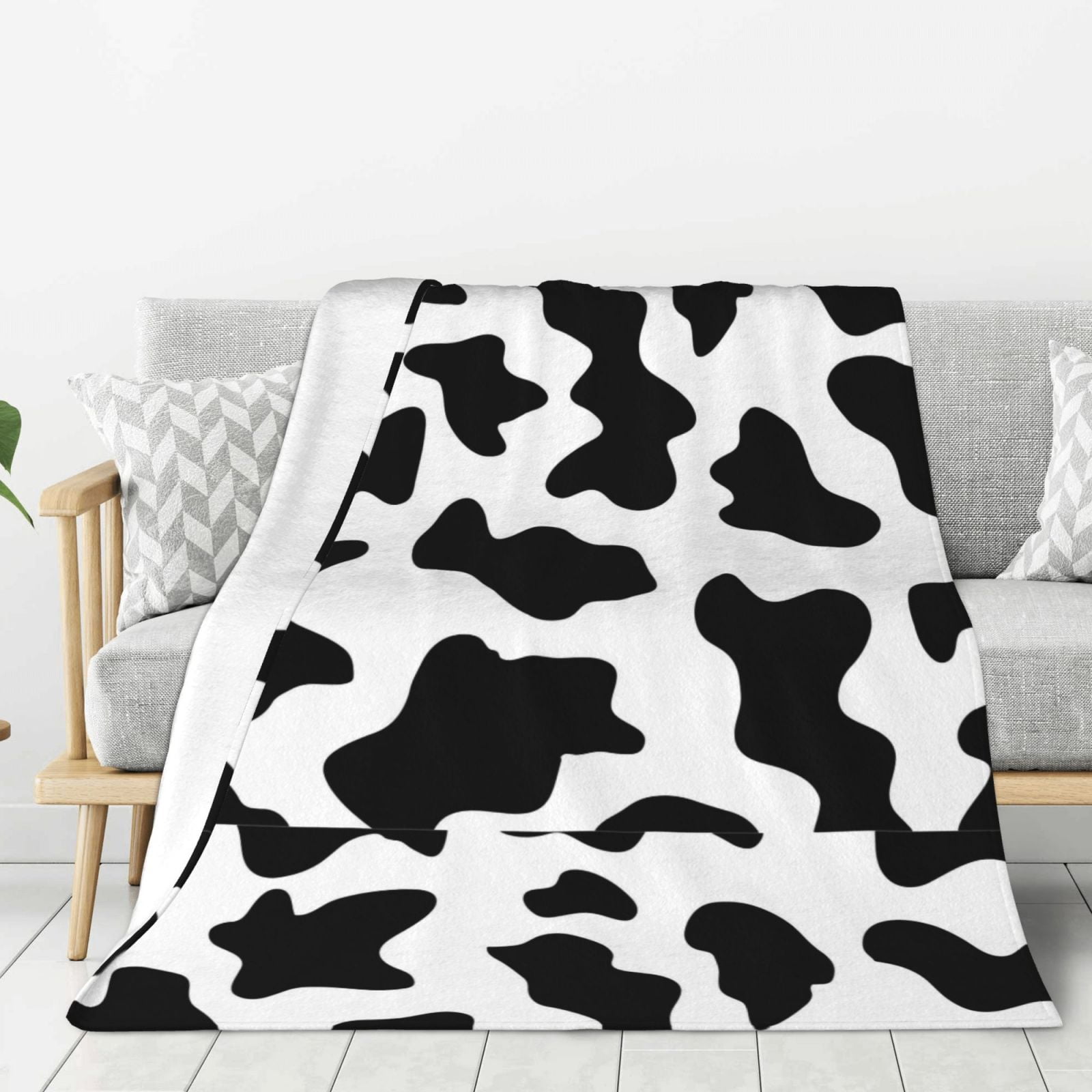 Adobk Milk Cow Print Blanket Super Soft Flannel Throw Blanket