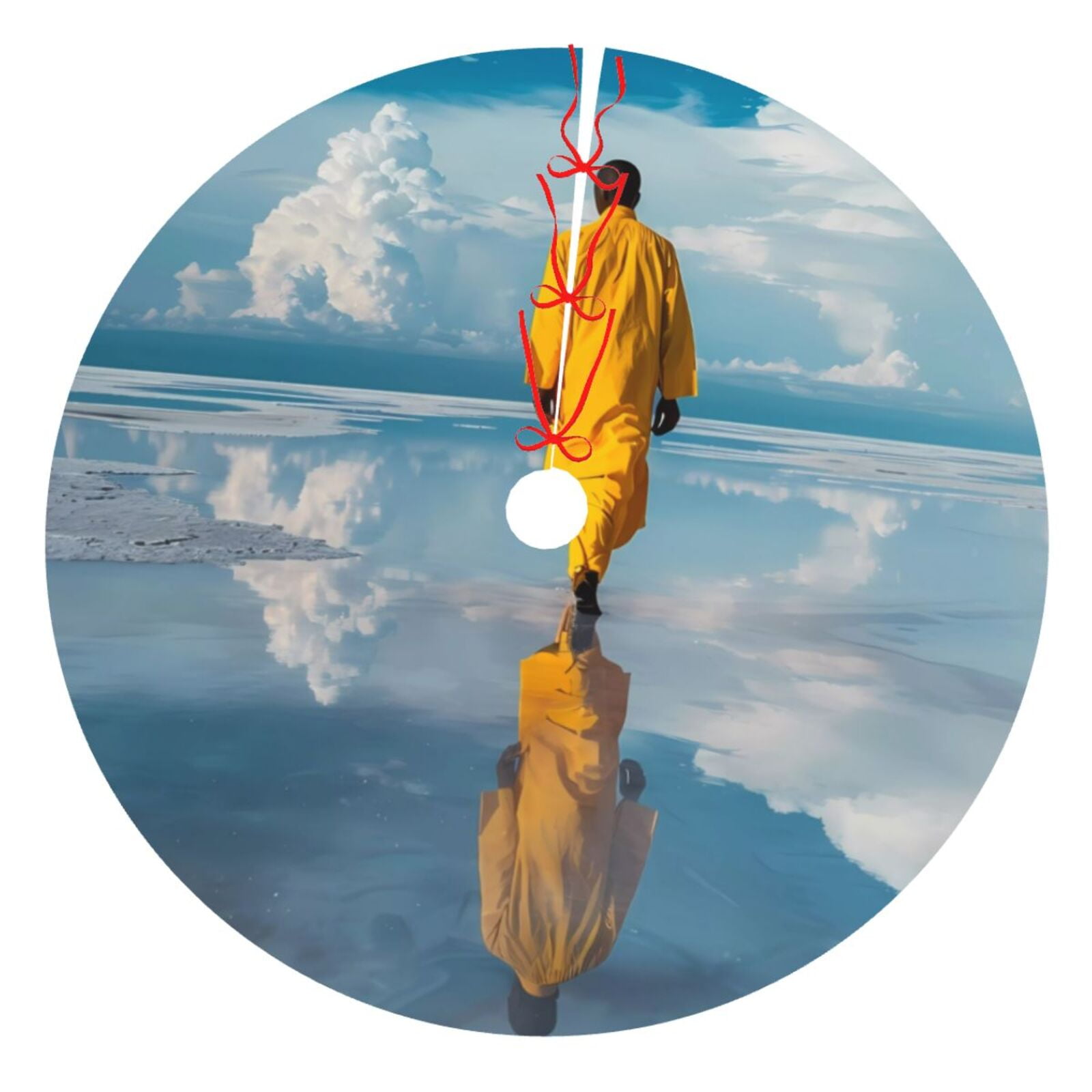 Adobk Monk Walking On Water Print Christmas Tree Skirt Christmas Tree