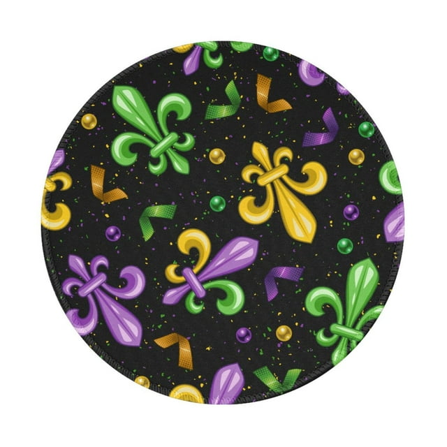 Adobk Mouse Pad,Anti Slip Rubber Round Mousepads Desktop Notebook Mouse Mat With Stitched Edge For Working And Gaming (Mardi Gras Carnival4)