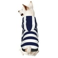 Adobk Navy Blue And White Stripes Print Dog Hoodie Dog Sweater Stylish