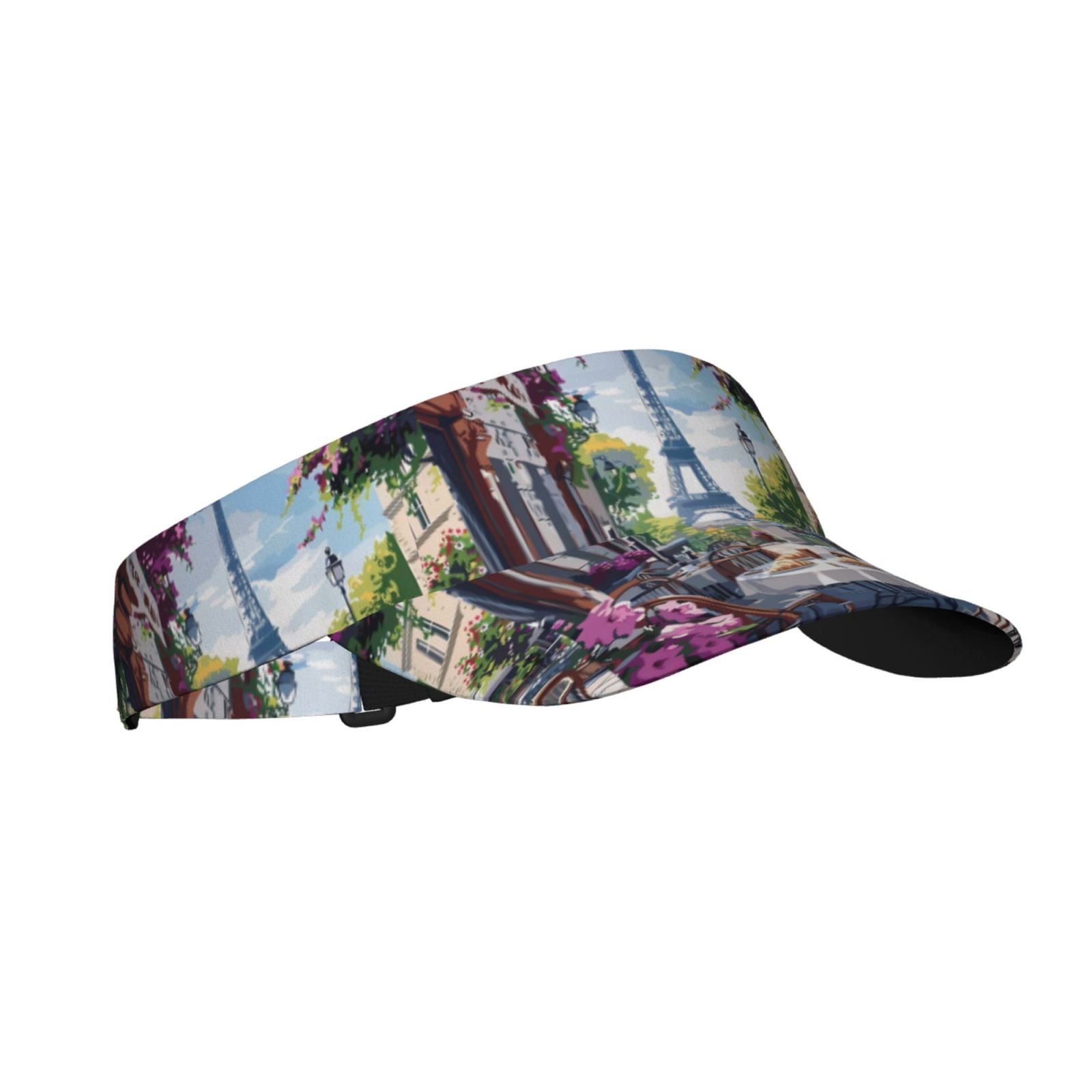 Adobk Parisian Cafe With Eiffel Print Sunscreen Visor Hats for Women