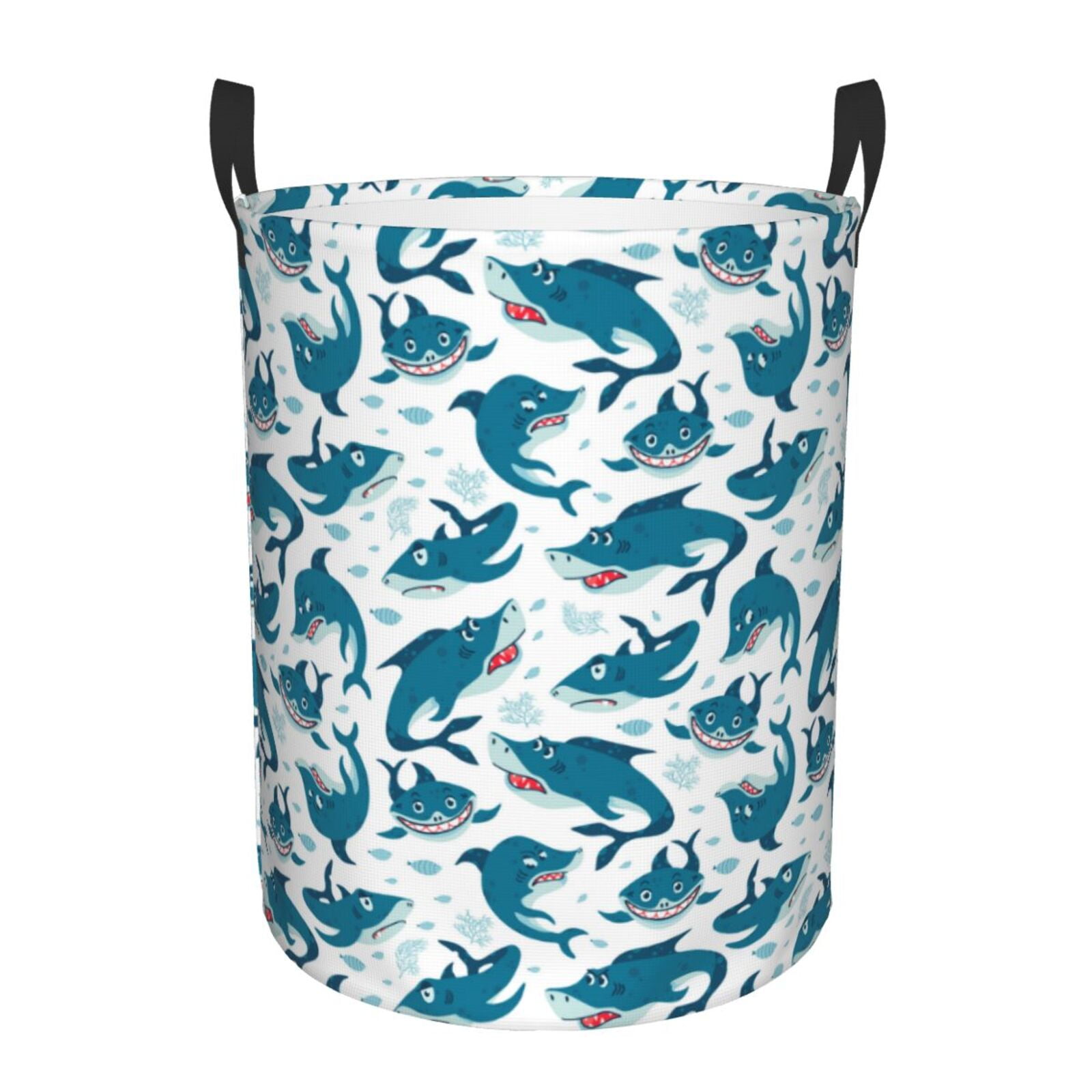 Adobk Party Shark Cute Print Laundry Basket,irty Clothes Hamper with