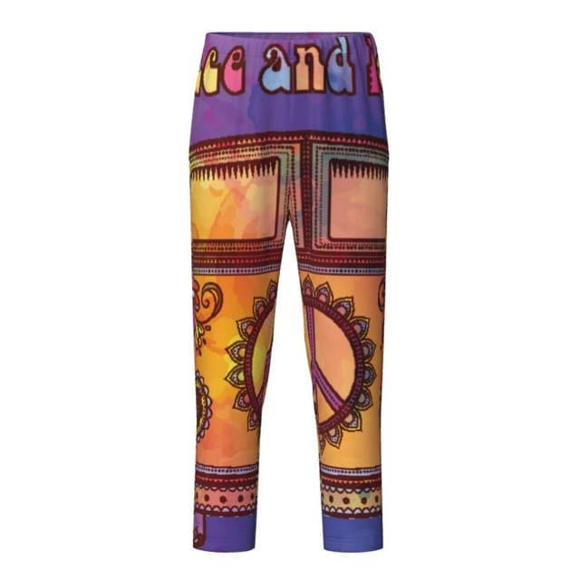 Adobk Peace And Love Print Teenagers' Pajama Pants Pajama Pants Long Sleep Pants Soft Lounge Pj ...