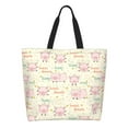 Adobk Pigs Sleep Print Stylish Canvas Tote Bag with an External Pocket