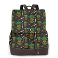 Adobk Pineapples Print Leather Backpack Vintage Laptop Bookbag for