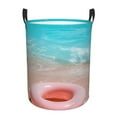 Adobk Pink Float Ring On Beach Print Laundry Basket,irty Clothes Hamper