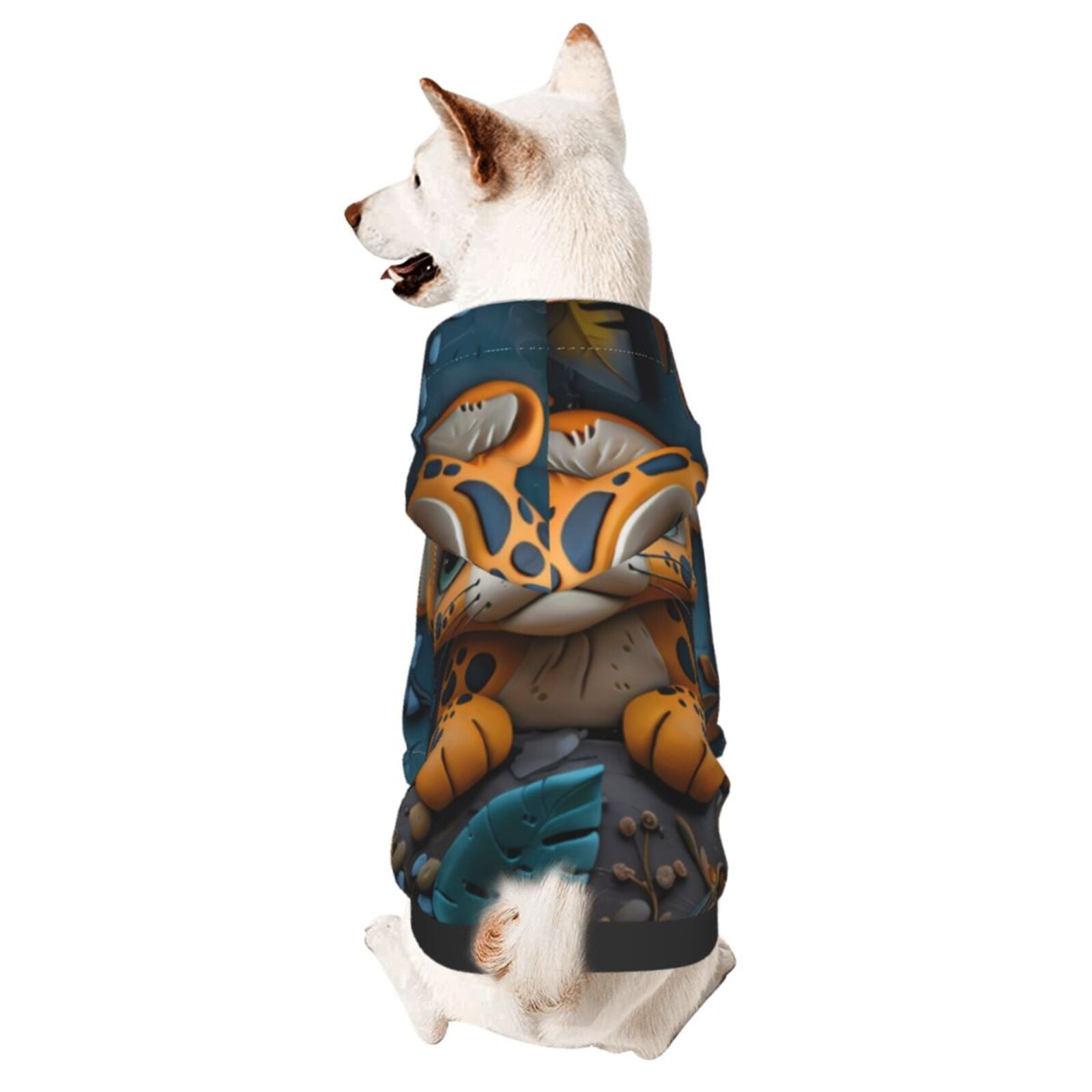 Adobk Playful Leopard Art Print Dog Hoodie Dog Sweater Stylish Dog