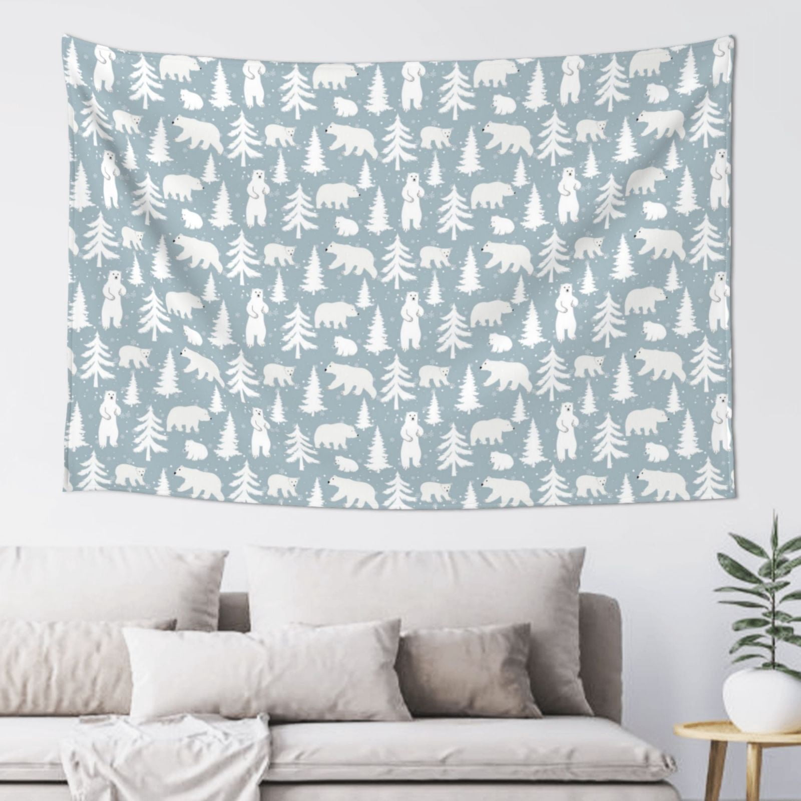 Adobk Polar Bears And Snowy Winter Print Tapestry Wall Tapestry 60x40 ...