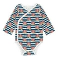 Adobk Popcorn On Blue Lines Print Baby LongSleeve Bodysuit Baby