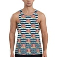 Adobk Popcorn On Blue Lines Print Men's Workout Tank Tops Sleeveless