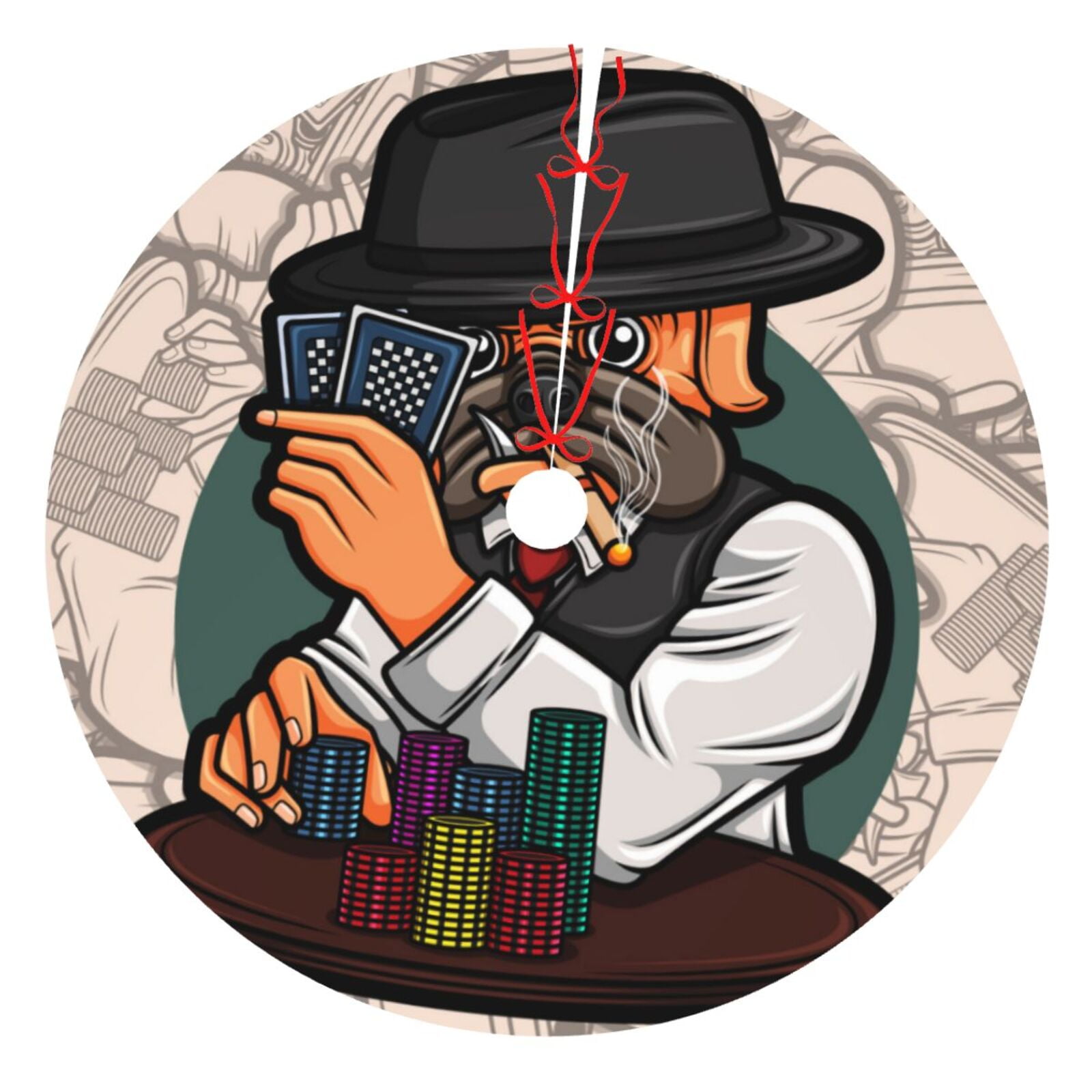 Adobk Pug Dog Print Christmas Tree Skirt Christmas Tree Decorations Let