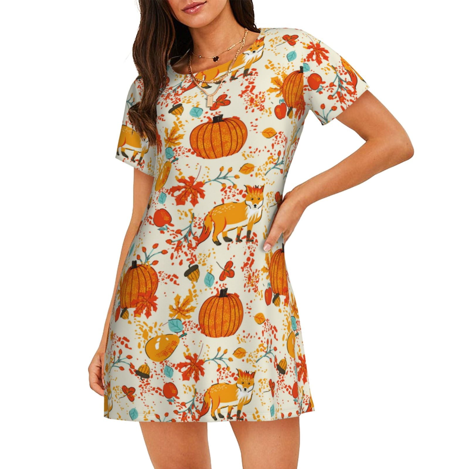 Pumpkin Fall Autumn Short Sleeve Pajama Top