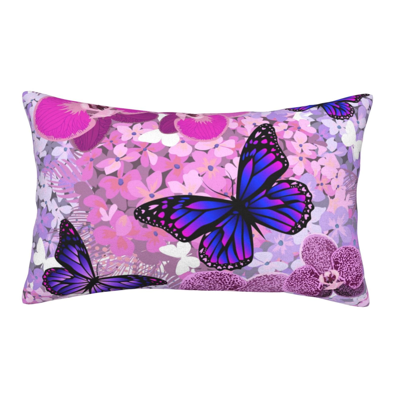 Adobk Purple Vintage Butterfly Print Pillowcases Cotton Queen Pillow