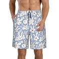 Adobk Rabbit And Floral Print Men's Swim Trunks Hawaiian Bathing Suit