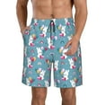 thumbnail image 1 of Adobk Rabbit And Rainbow Print Men's Swim Trunks Hawaiian Bathing Suit Swimsuits Beach Shorts with Pockets-Medium, 1 of 6