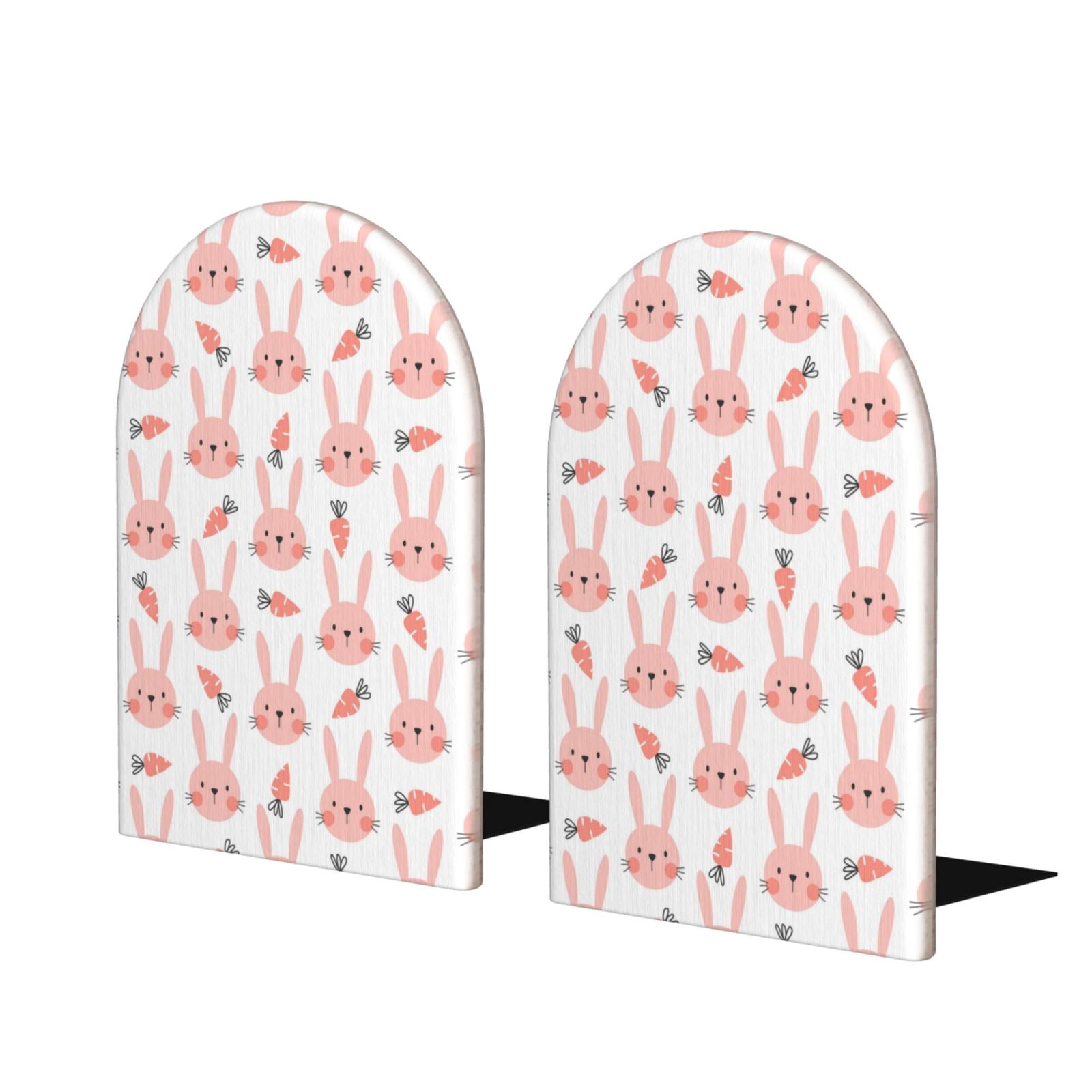 Adobk Rabbit Is And Carrots Print Wooden Bookends with Metal Base,on ...