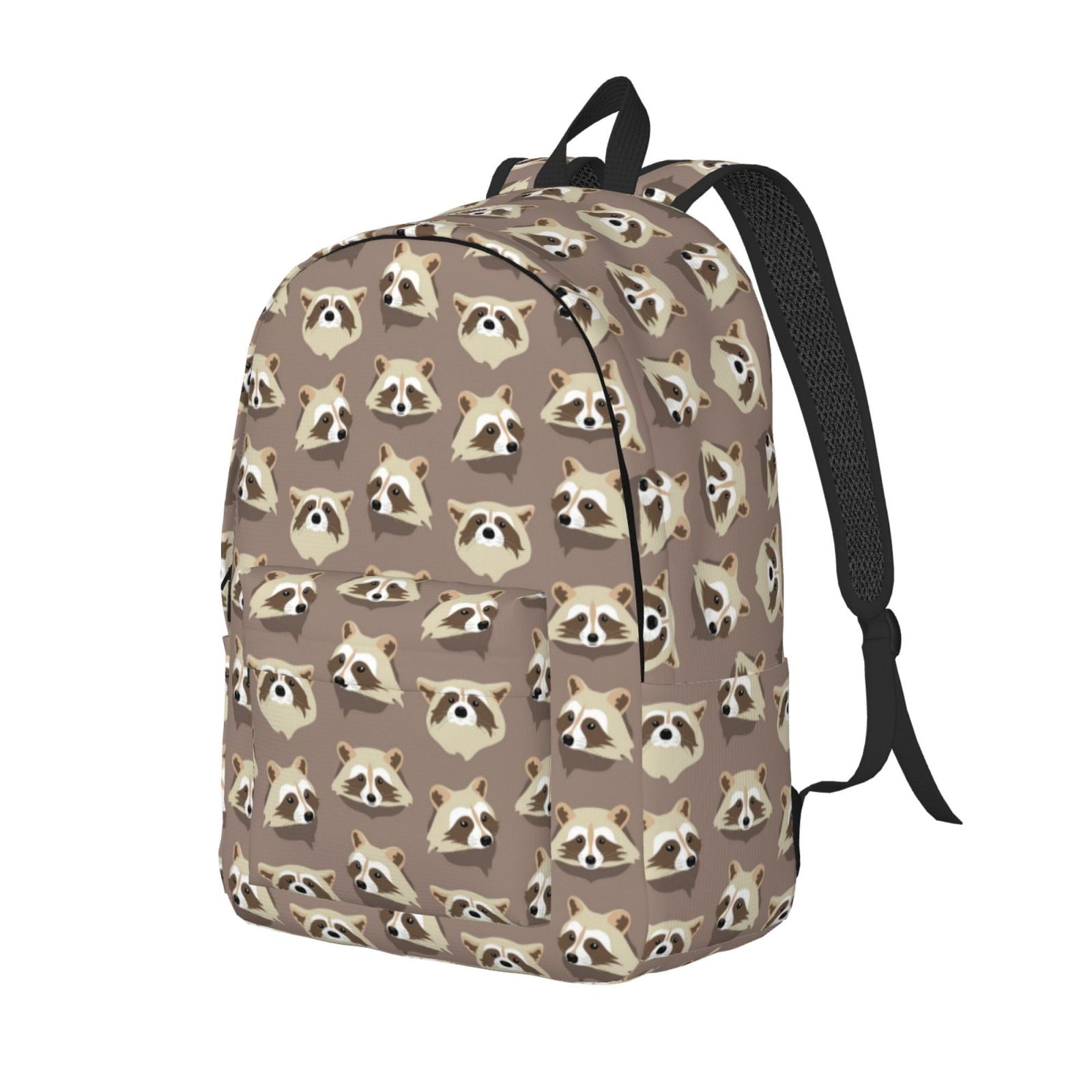 Adobk Raccoon Print Canvas Backpack Lightweight Travel Daypack Student