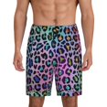 Adobk Rainbow Animal Skin Print Pajama Shorts for Men Pjs Bottoms Sleep