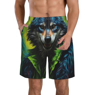 Wolf Green Push-Up Swim Trunks – Elastic Bathing Pants, 1st Quality, S M L XL