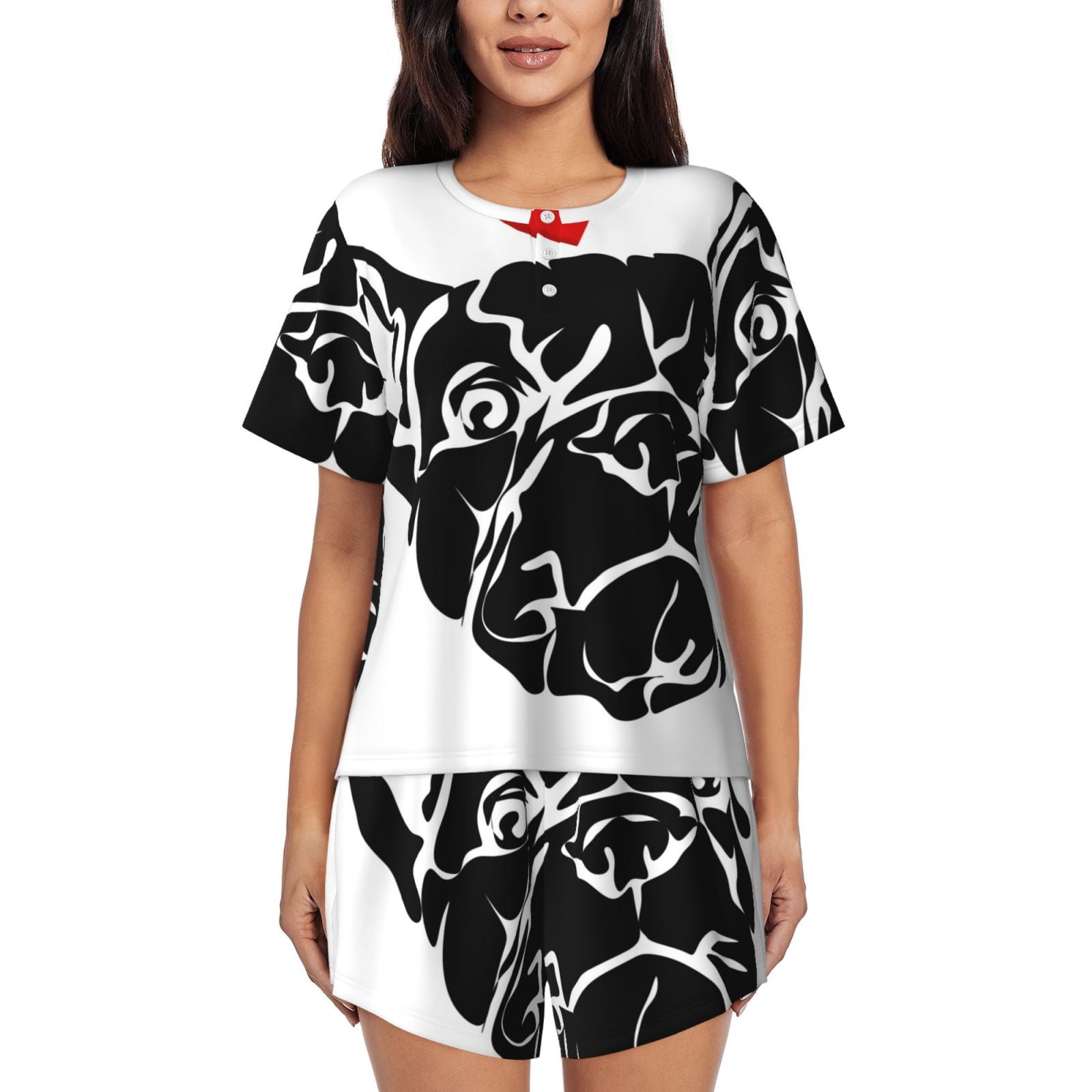 Women's Funny Boston Terrier Pajama Set - Cute Bulldog Print Sleepwear & Lounge Set, Sizes S-XXL - View #3