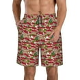 Adobk Red Houses Print Men's Swim Trunks Hawaiian Bathing Suit