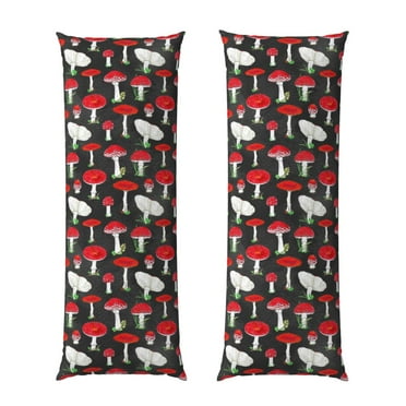 Adobk Red Mushrooms Print Body Pillow Cover with Zipper,Soft Body Pillow Pillowcase,Long Pillow Case Cover,20x54 inch
