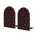 Adobk Red Snake Print Wooden Bookends with Metal Base,onSkid Bookend