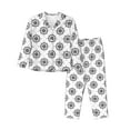 Adobk Retro Compass Print Pajamas Set Long Sleeve Sleepwear Womens