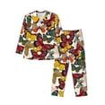 Adobk Retro Floral Butterfly Print Mens Pajamas Set Long Sleeve Soft